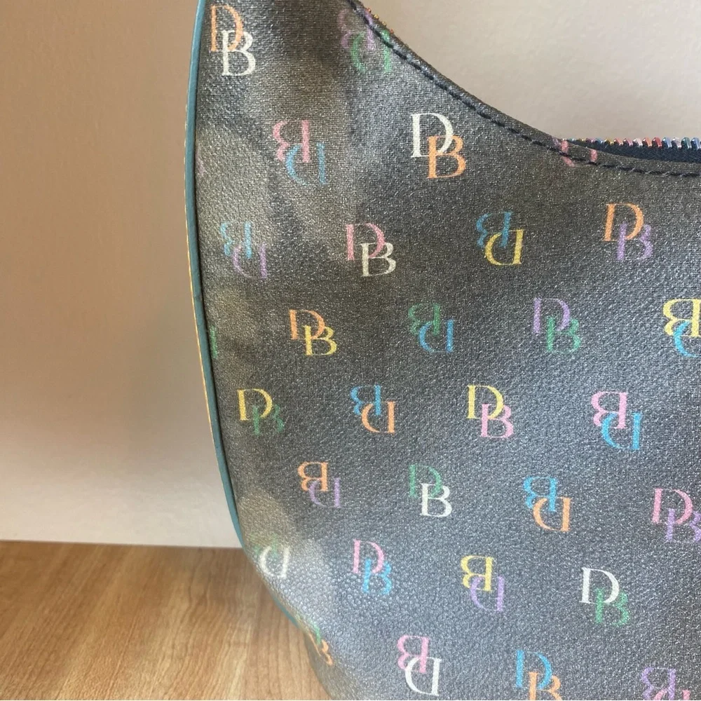 DOONEY & BOURKE Mini Bucket Shoulder Bag Rainbow Monogram Vintage Handbag Heart - Picture 7 of 12